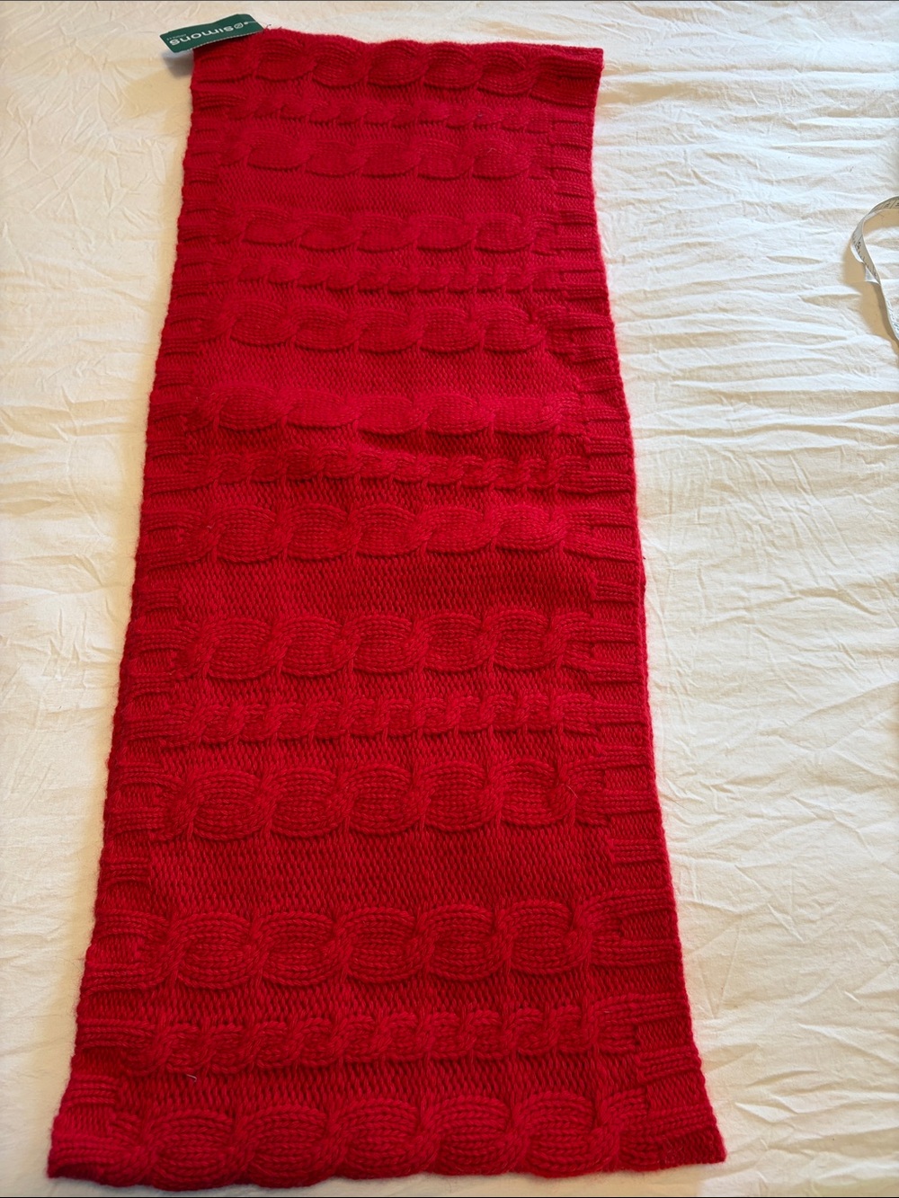 Simons Red Knit Cable-Textured Women's Infinity Scarf